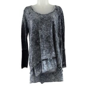 Sloane Rouge Sweater Womens Medium Gray Black Mineral Wash Long Sleeve Tunic Top